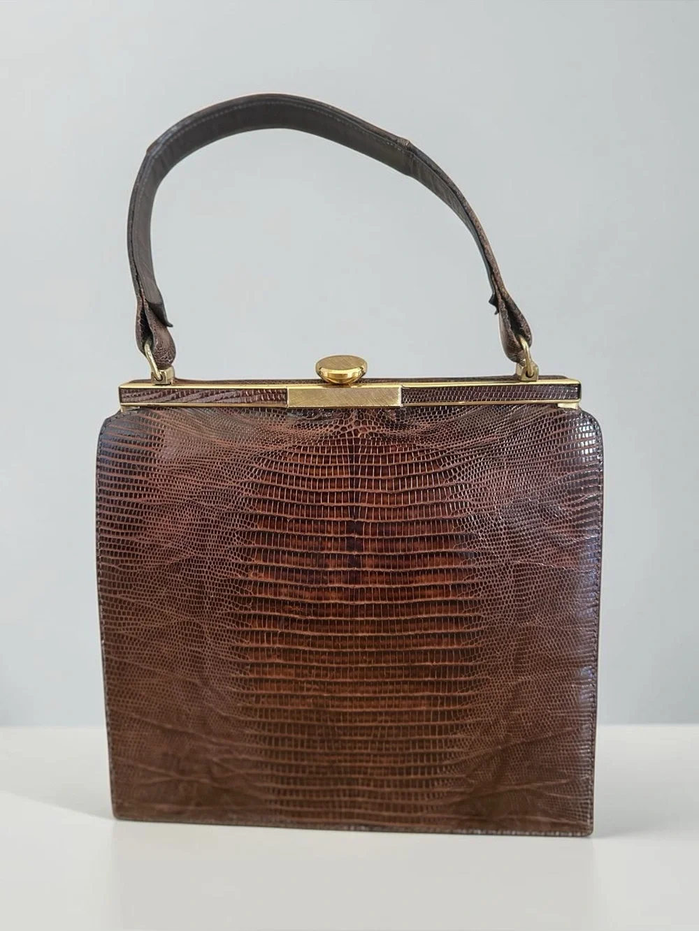 Vintage Bellestone 1950s Genuine Lizard Handbag